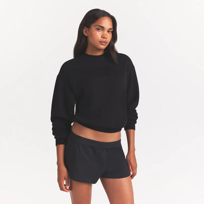 COTTON FLEECE CREWNECK | ONYX