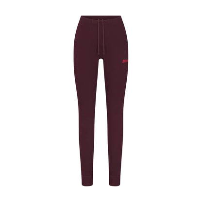 COTTON FLEECE LEGGING WITH EMBOSSED LOGO | CURRANT