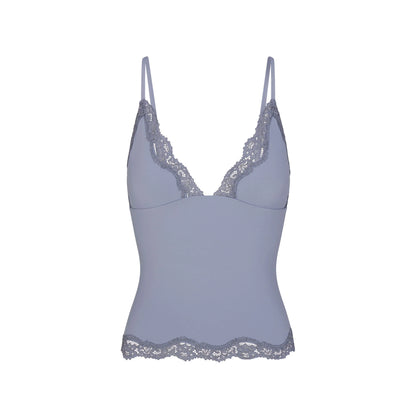 FITS EVERYBODY LACE TRIANGLE CAMI AND BOY SHORT SET | SLATE TONAL