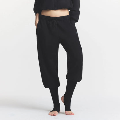 COTTON FLEECE SWEATPANT WITH RIB LEG WARMER WITH EMBOSSED LOGO | ONYX