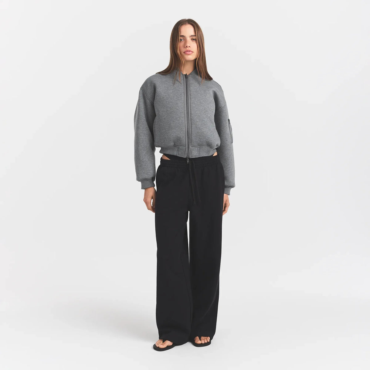 NEOPRENE OUTERWEAR REVERSIBLE BOMBER JACKET | DARK HEATHER GREY