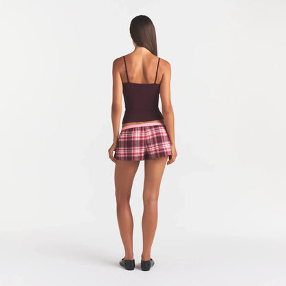 FLANNEL SLEEP CHEEKY BOXER | ULTRA PINK SANGRIA PLAID