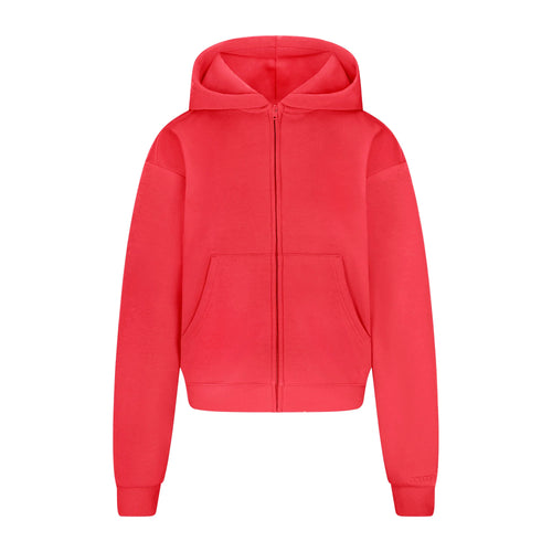 COTTON FLEECE ZIP UP HOODIE | WASHED RED
