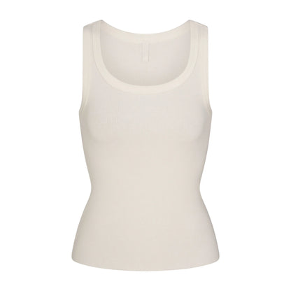 COTTON RIB SCOOP NECK TANK | MARBLE
