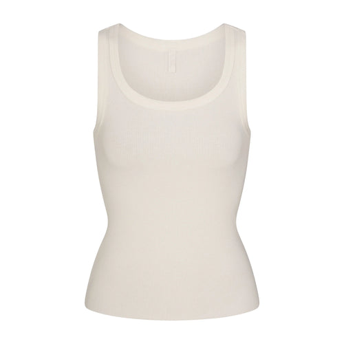 COTTON RIB SCOOP NECK TANK | MARBLE