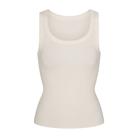 COTTON RIB SCOOP NECK TANK | MARBLE