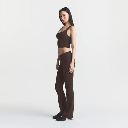 COTTON JERSEY FOLDOVER PANT | ESPRESSO