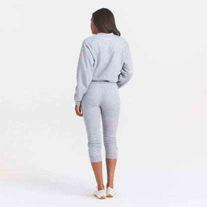 COTTON FLEECE LEGGING WITH EMBOSSED LOGO | HEATHER GREY