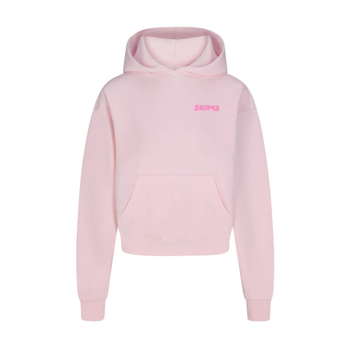 COTTON FLEECE HOODIE WITH EMBOSSED LOGO | CHERRY BLOSSOM