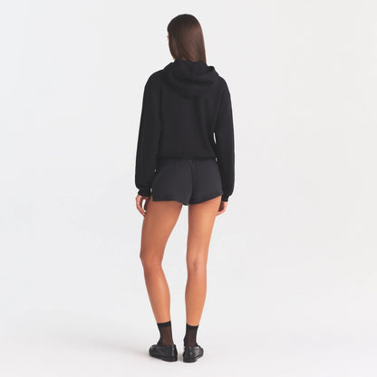 COTTON FLEECE HOODIE | ONYX SNOW ARCHED SKIMS LOGO