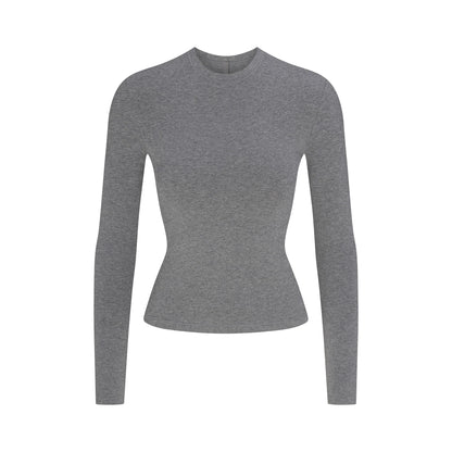 COTTON JERSEY LONG SLEEVE T-SHIRT | DARK HEATHER GREY