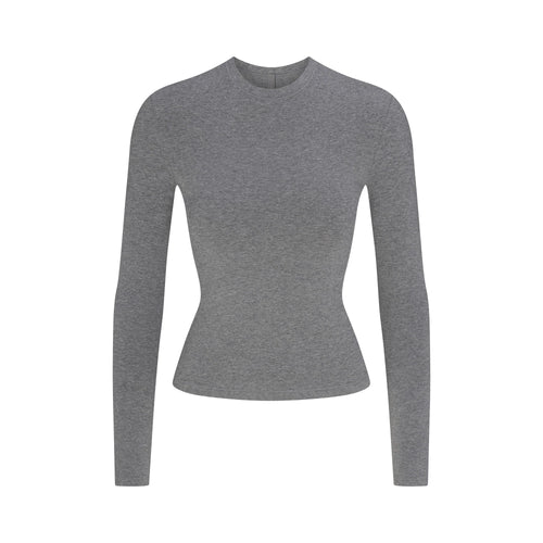 COTTON JERSEY LONG SLEEVE T-SHIRT | DARK HEATHER GREY
