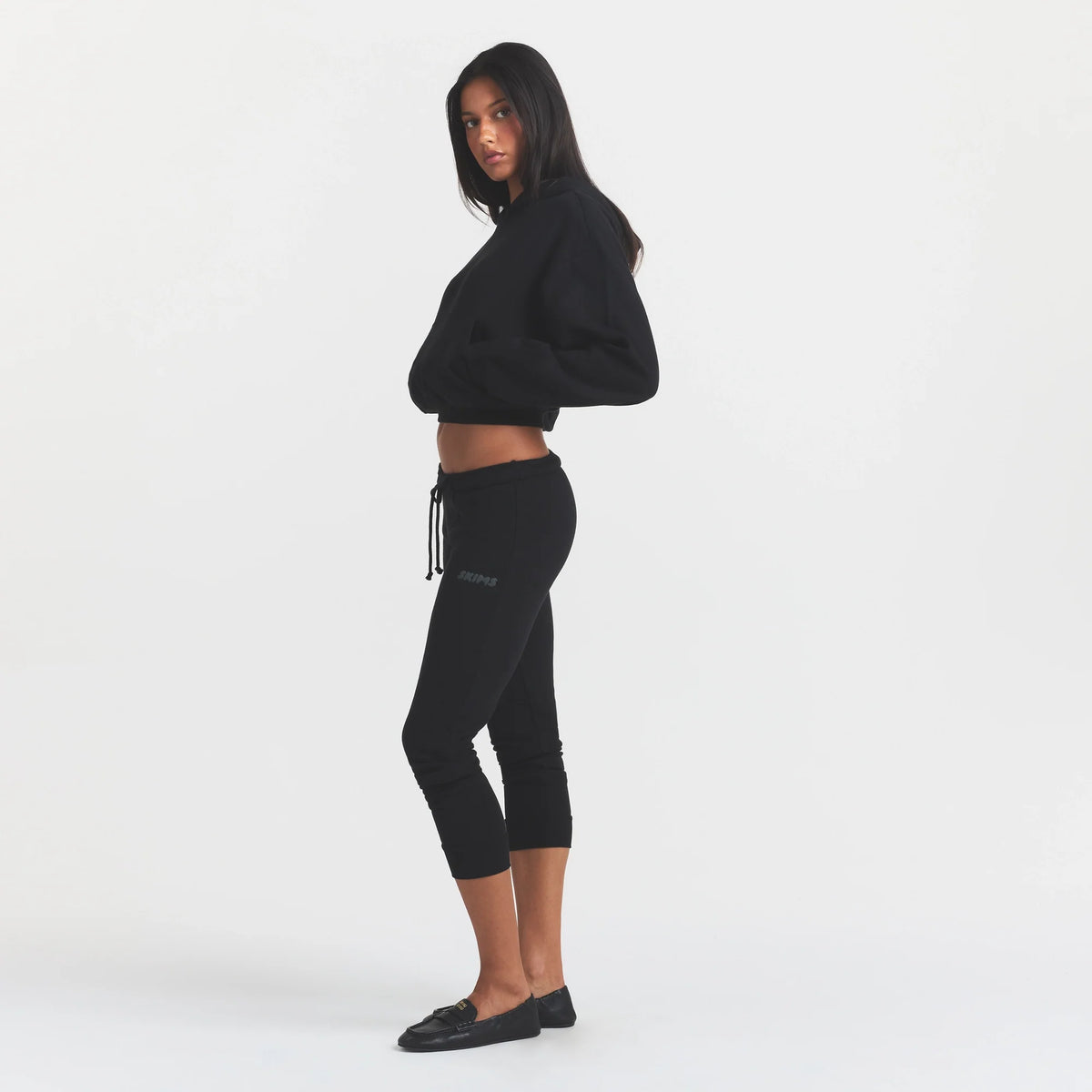 COTTON FLEECE LEGGING WITH EMBOSSED LOGO | ONYX