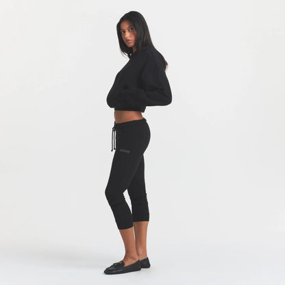 COTTON FLEECE LEGGING WITH EMBOSSED LOGO | ONYX