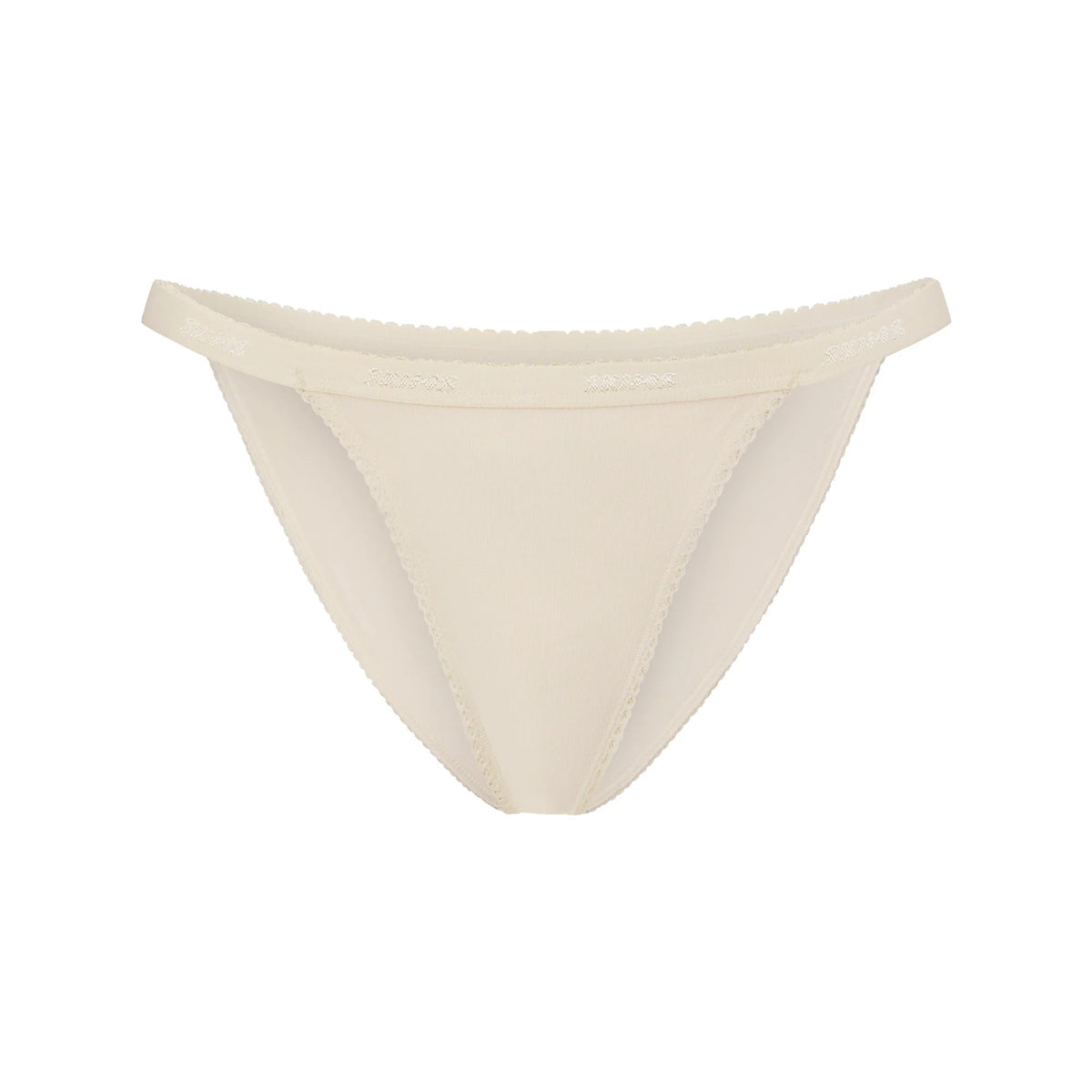 LIGHTWEIGHT COTTON LOGO PICOT STRING BIKINI | BUTTER TONAL