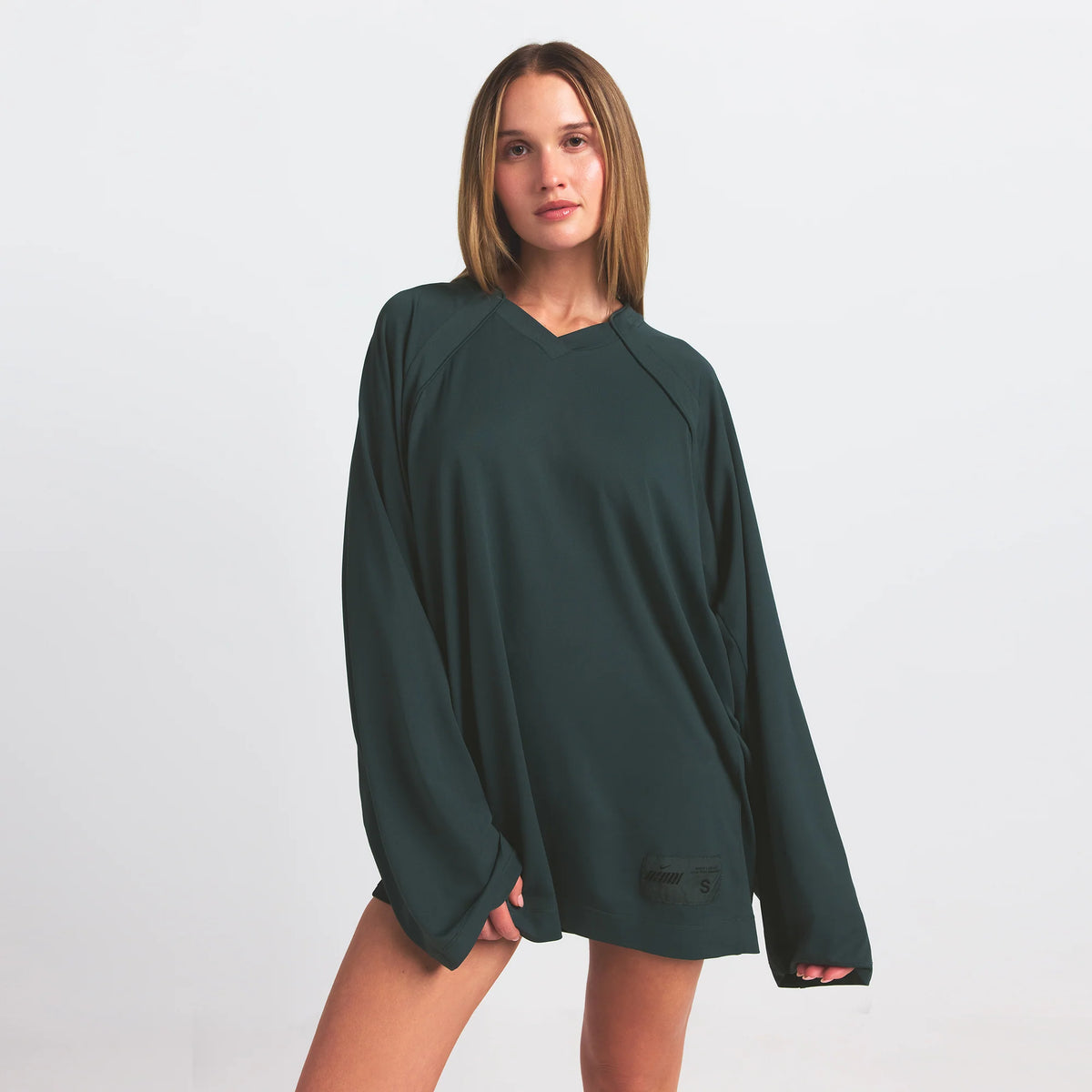 NikeSKIMS AIRY V-NECK OVERSIZED LONG SLEEVE TOP | DARK TEAL