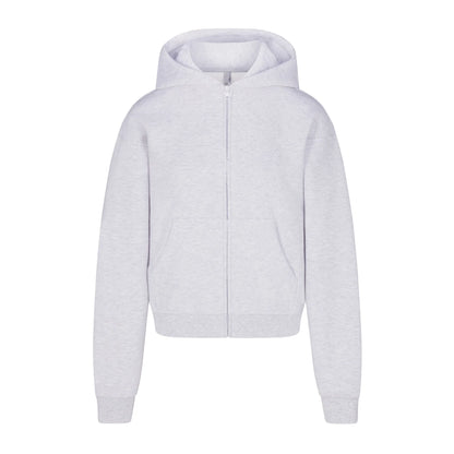 COTTON FLEECE ZIP UP HOODIE | LIGHT HEATHER GREY