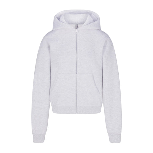 COTTON FLEECE ZIP UP HOODIE | LIGHT HEATHER GREY