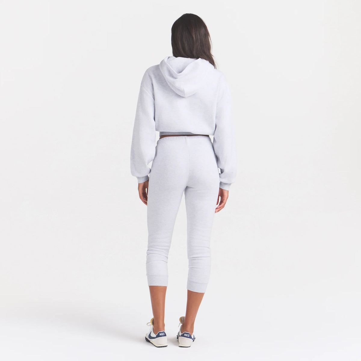 COTTON FLEECE LEGGING WITH EMBOSSED LOGO | LIGHT HEATHER GREY