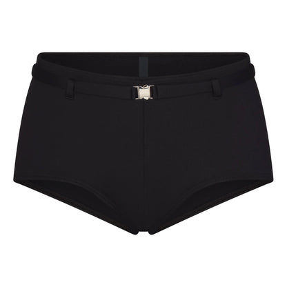 ICONIC SWIM BELTED BOY SHORT BIKINI BOTTOM | OBSIDIAN