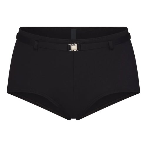 ICONIC SWIM BELTED BOY SHORT BIKINI BOTTOM | OBSIDIAN
