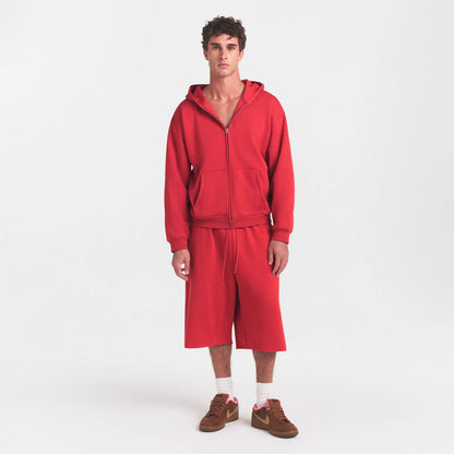 FLEECE LOUNGE MENS RELAXED LONG SHORT | WASHED RED