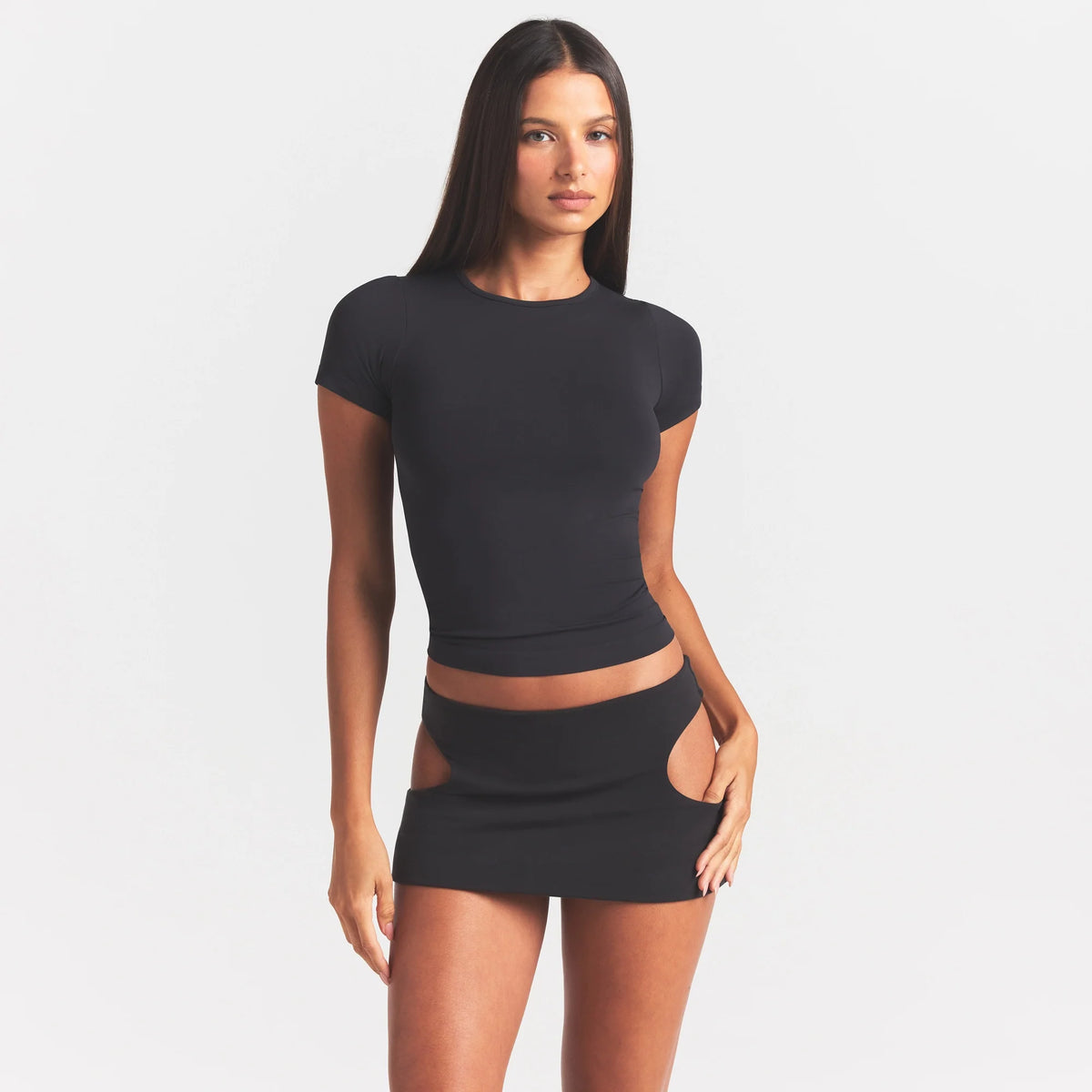 COTTON JERSEY CUT OUT MINI SKIRT | SOOT