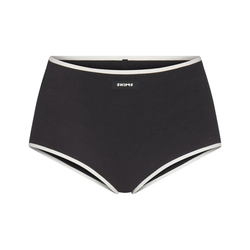 COTTON RIB BOY SHORT | SOOT CONTRAST