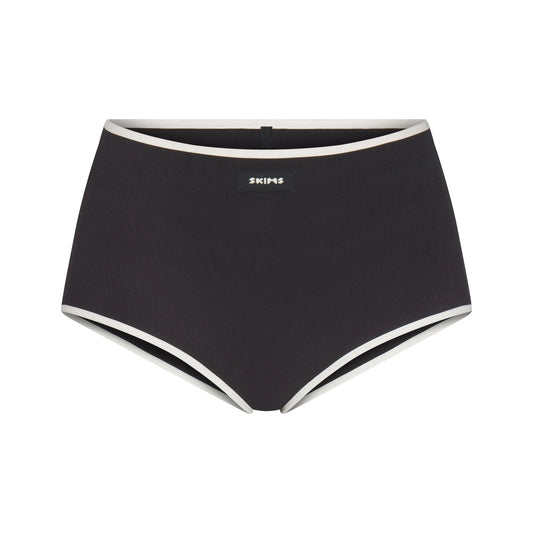 COTTON RIB BOY SHORT | SOOT CONTRAST