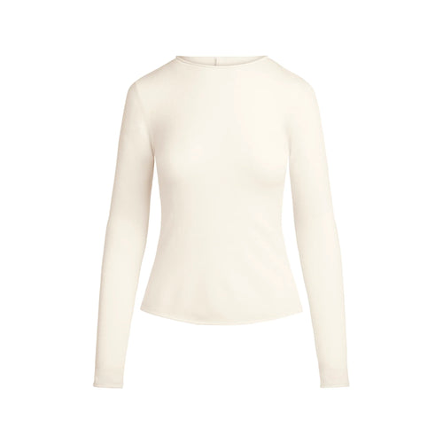 FEATHERWEIGHT CASHMERE LONG SLEEVE TOP | EGRET